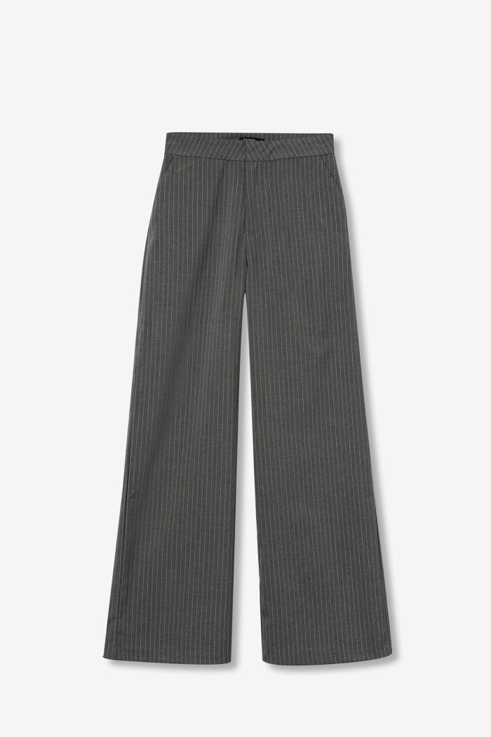 Calças straight fit às riscas - Image 1