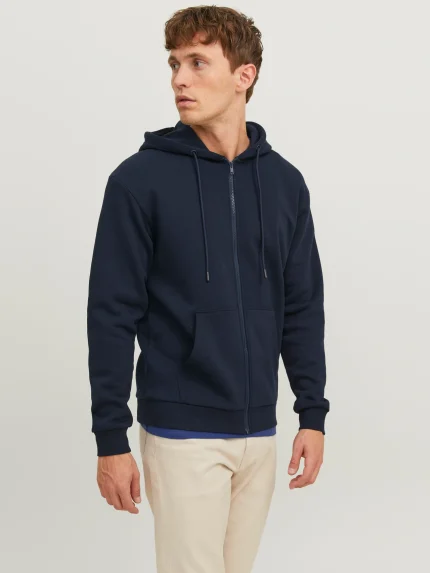 Hoddie com fecho de correr Liso