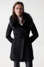 Casaco de pele preto reversível