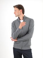 Cardigã de malha lisa de algodão com zíper