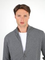 Cardigã de malha lisa de algodão com zíper - Image 4