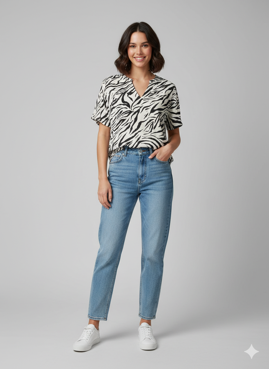 1 VMJOSIE SS V-NECK GATHERING TOP WVN BOO - Image 1